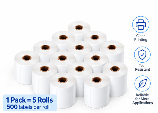 Direct Thermal Labels 40mmx 60mm- 5 Rolls per Pack (500 Labels per Roll)